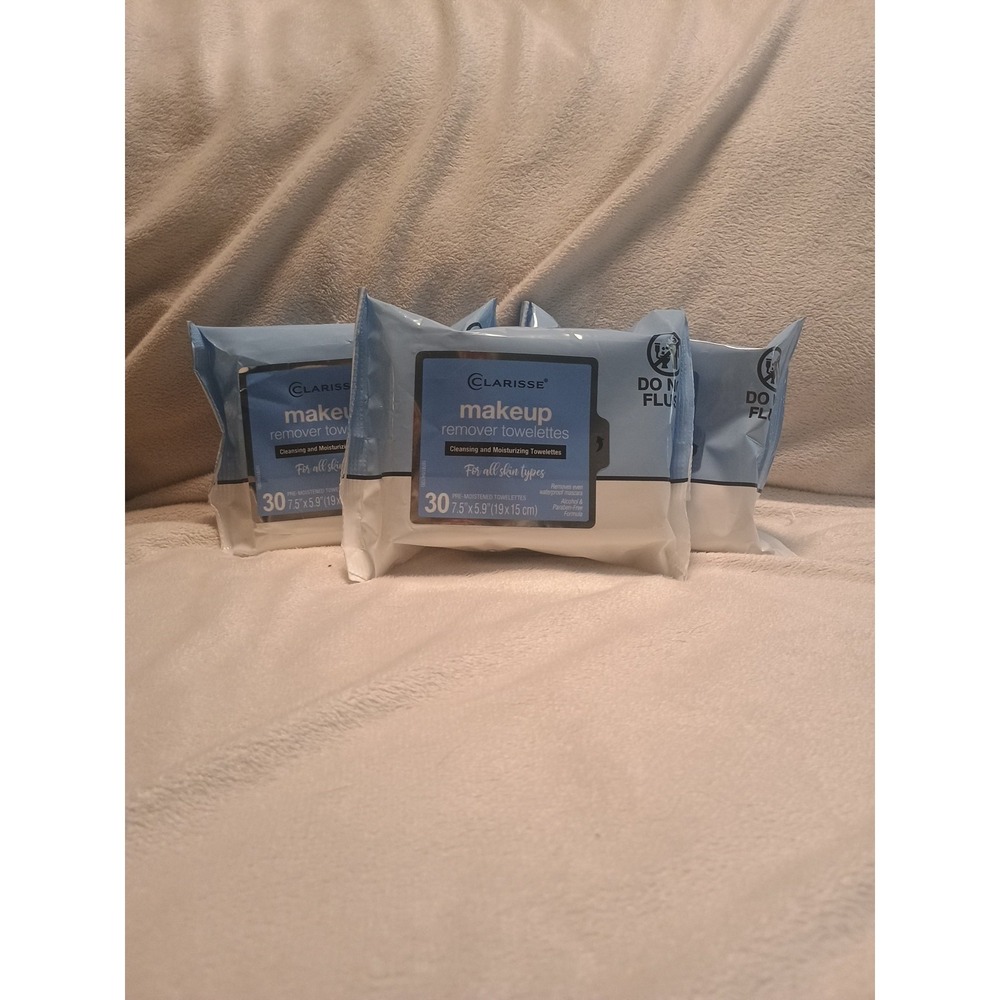 Clarisse Makeup Remover Towelettes For All Skin Types, 30ct. (Pack of 3)